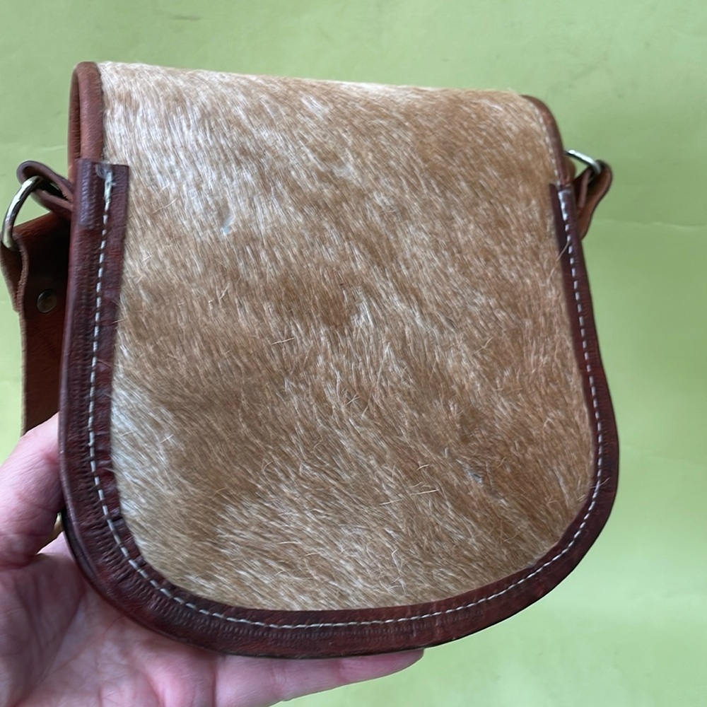 Vintage new tool made all leather mini crossbody bag - Picture 4 of 11